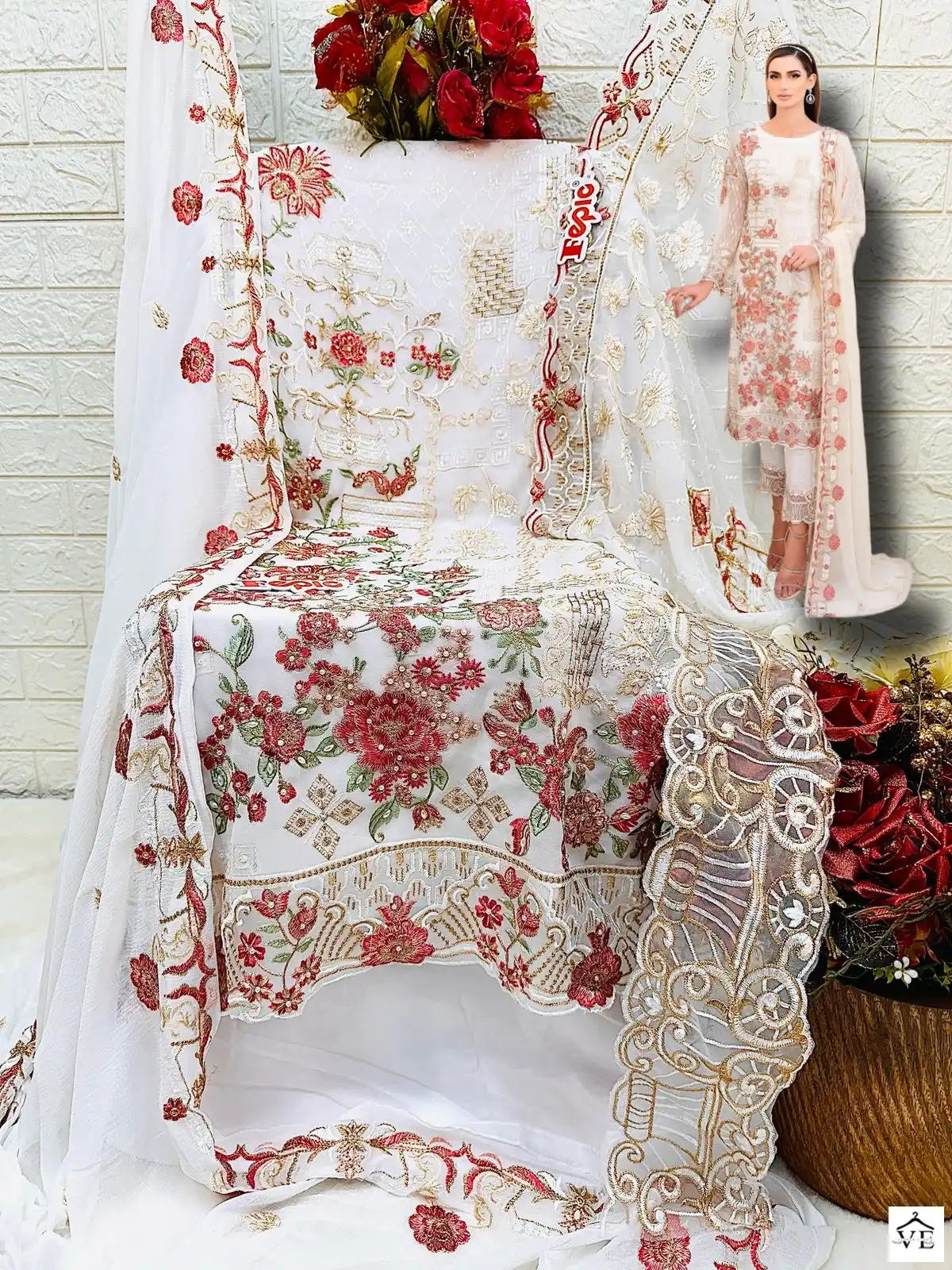 Fepic C-1629 Georgette Wholesale Pakistani Suit — Wholesale Salwar Suits, MPA wholesale from Surat — view 2
