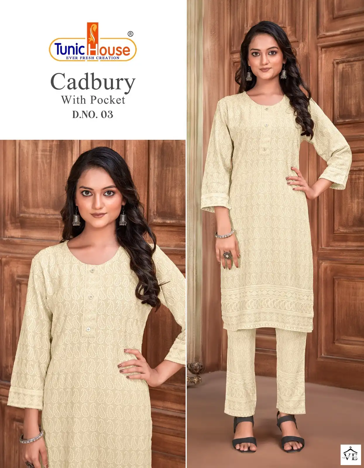 Tunic House Cadbury Pick & Choose Rayon Wholesale Chikankari Fancy Straight Kurti With Pant Catalog — Wholesale Kurtis, MPA wholesale from Surat - Gallery Image 3