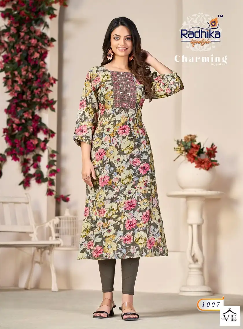 Radhika Lifestyle Charming Vol 1 Modal Chanderi Wholesale Fancy Kurtis Catalog — Wholesale Kurtis, MPA wholesale from Surat - Gallery Image 2