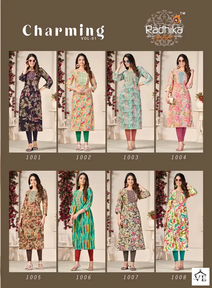 Radhika Lifestyle Charming Vol 1 Modal Chanderi Wholesale Fancy Kurtis Catalog — Wholesale Kurtis, MPA wholesale from Surat — view 9