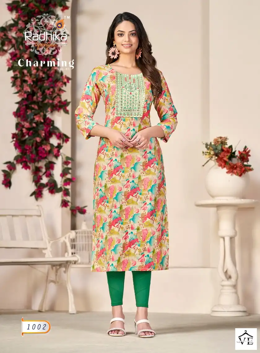 Radhika Lifestyle Charming Vol 1 Modal Chanderi Wholesale Fancy Kurtis Catalog — Wholesale Kurtis, MPA wholesale from Surat - Gallery Image 6