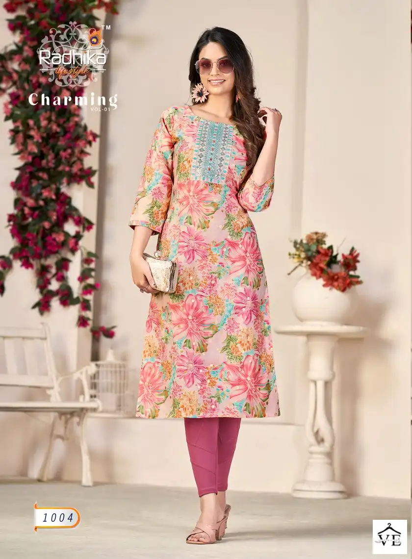 Radhika Lifestyle Charming Vol 1 Modal Chanderi Wholesale Fancy Kurtis Catalog — Wholesale Kurtis, MPA wholesale from Surat - Gallery Image 8