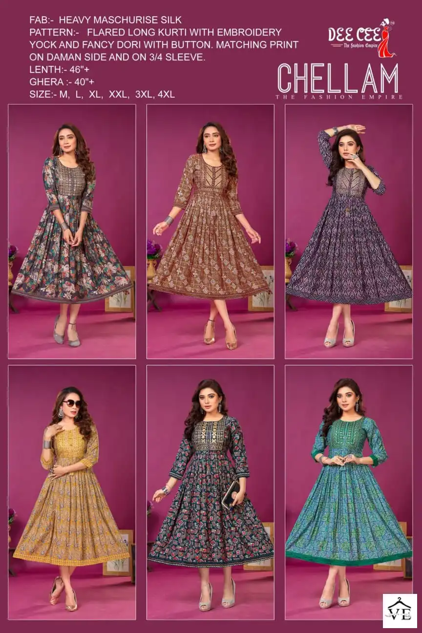 Deecee Chellam Heavy Meschurise Silk Wholesale Kurtis Catalog — Wholesale Kurtis, MPA wholesale from Surat — view 7