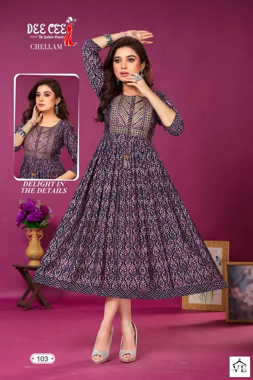 Deecee Chellam Heavy Meschurise Silk Wholesale Kurtis Catalog — Wholesale Kurtis, MPA wholesale from Surat - Gallery Image 4