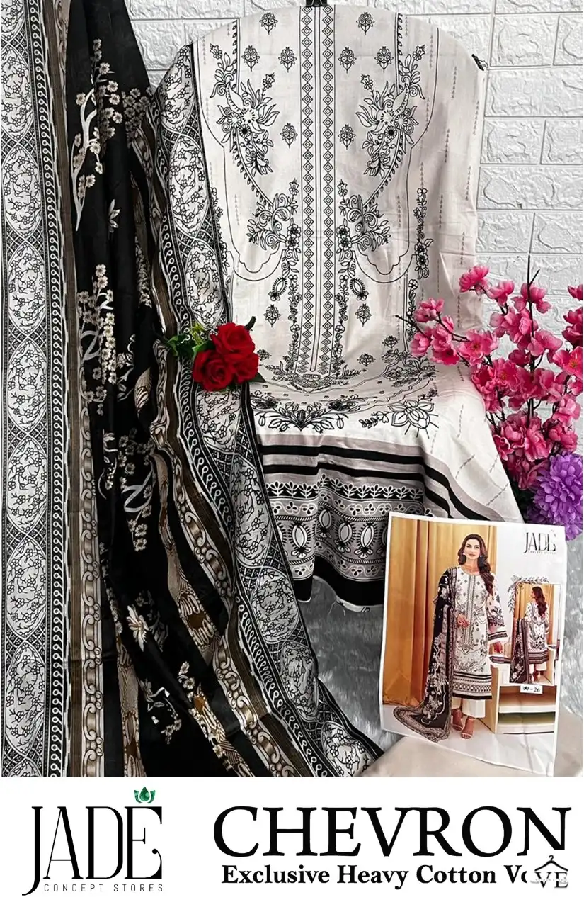 Jade Chevron Exclusive Heavy Cotton Vol Lawn Cotton Wholesale Pakistani Salwar Suit Catalog — Wholesale Salwar Suits, MPA wholesale from Surat - Gallery Image 9