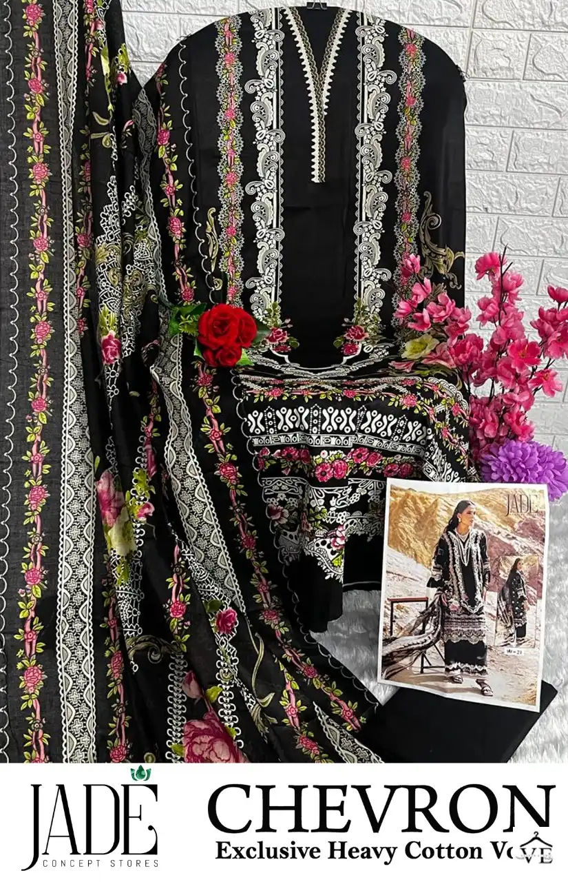 Jade Chevron Exclusive Heavy Cotton Vol Lawn Cotton Wholesale Pakistani Salwar Suit Catalog — Wholesale Salwar Suits, MPA wholesale from Surat - Gallery Image 12
