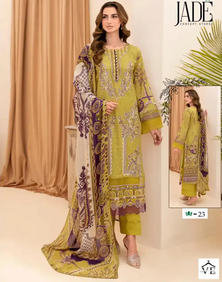 Jade Chevron Exclusive Heavy Cotton Vol Lawn Cotton Wholesale Pakistani Salwar Suit Catalog — Wholesale Salwar Suits, MPA wholesale from Surat — view 1