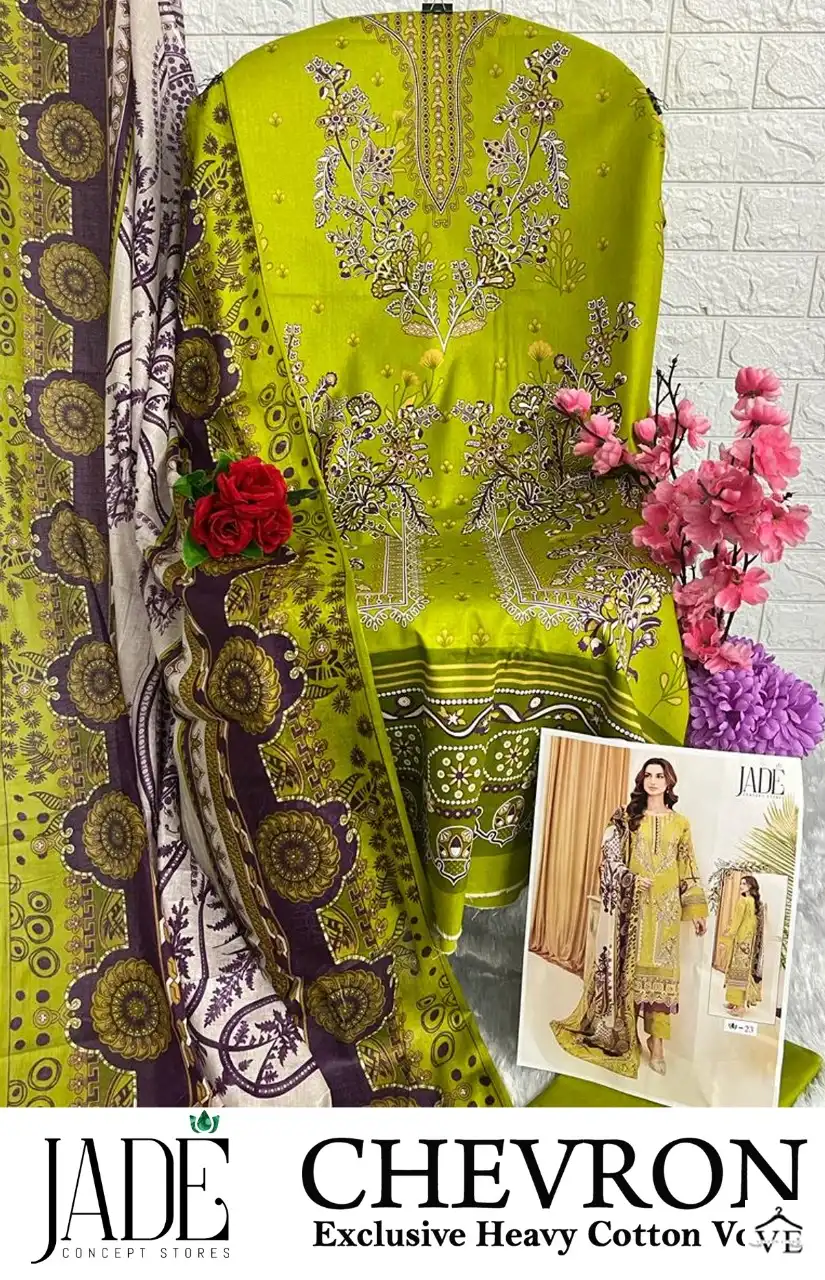 Jade Chevron Exclusive Heavy Cotton Vol Lawn Cotton Wholesale Pakistani Salwar Suit Catalog — Wholesale Salwar Suits, MPA wholesale from Surat - Gallery Image 8