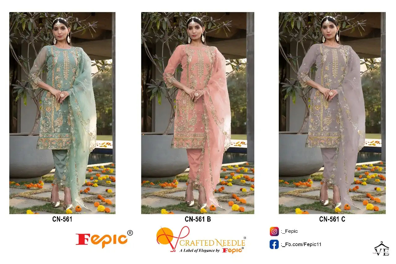 Fepic Cn 561 Organza Wholesale Designer Pakistani Readymade Salwar Suit Catalog — Wholesale Salwar Suits, MPA wholesale from Surat — view 4