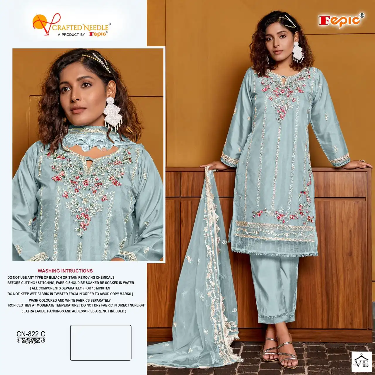 Fepic Cn 822 Organza Wholesale Designer Pakistani Readymade Salwar Suit Catalog — Wholesale Salwar Suits, MPA wholesale from Surat - Gallery Image 2