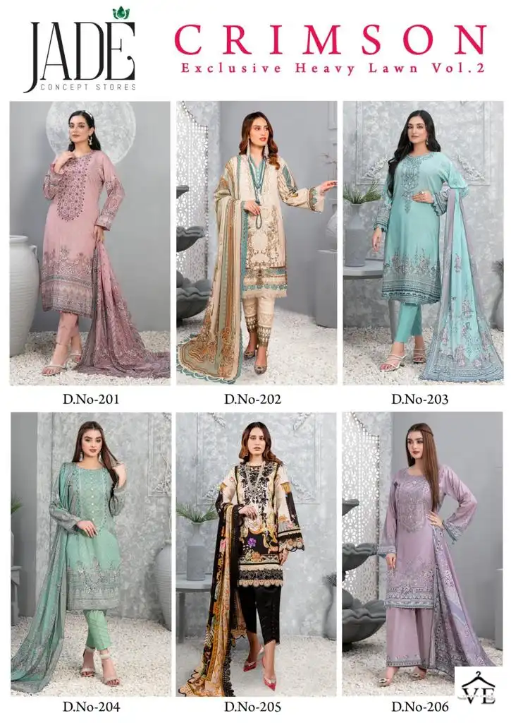 Jade Crimson Exclusive Heavy Lawn Collection Vol 2 Lawn Cotton Wholesale Pakistani Salwar Suit Catalog — Wholesale Salwar Suits, MPA wholesale from Surat — view 6