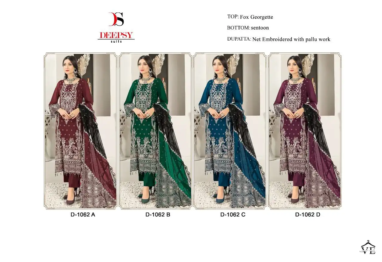 Deepsy Suit D 1062 Georgette Wholesale Designer Pakistani Salwar Suit Catalog — Wholesale Salwar Suits, MPA wholesale from Surat — view 9