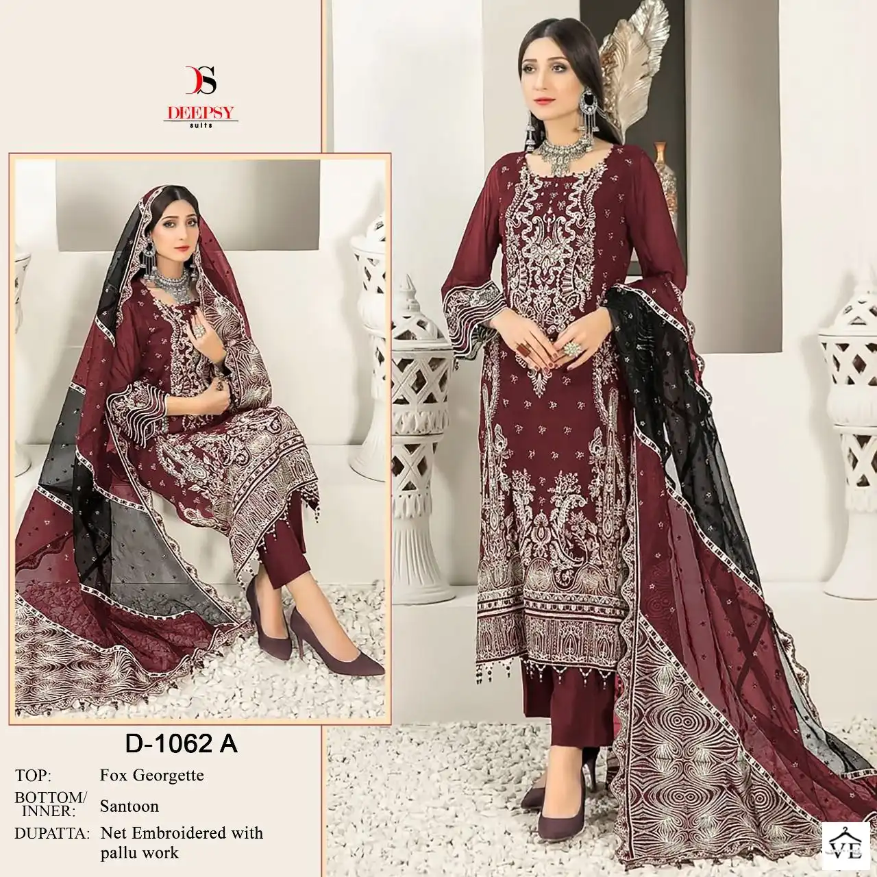 Deepsy Suit D 1062 Georgette Wholesale Designer Pakistani Salwar Suit Catalog — Wholesale Salwar Suits, MPA wholesale from Surat - Gallery Image 3