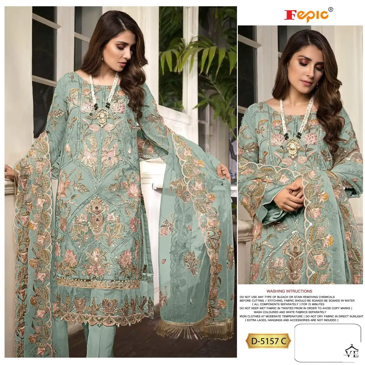 Fepic D 5157 Georgette Wholesale Designer Pakistani Salwar Suit Catalog — Wholesale Salwar Suits, MPA wholesale from Surat - Gallery Image 3