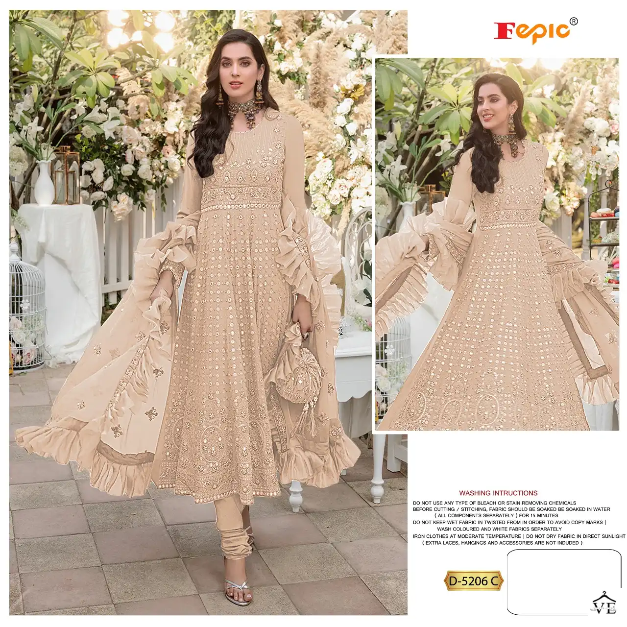 Fepic D 5206 Georgette Wholesale Designer Pakistani Salwar Suit Catalog — Wholesale Salwar Suits, MPA wholesale from Surat - Gallery Image 3