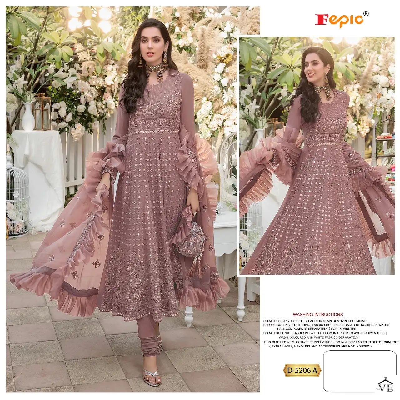 Fepic D 5206 Georgette Wholesale Designer Pakistani Salwar Suit Catalog — Wholesale Salwar Suits, MPA wholesale from Surat - Gallery Image 4