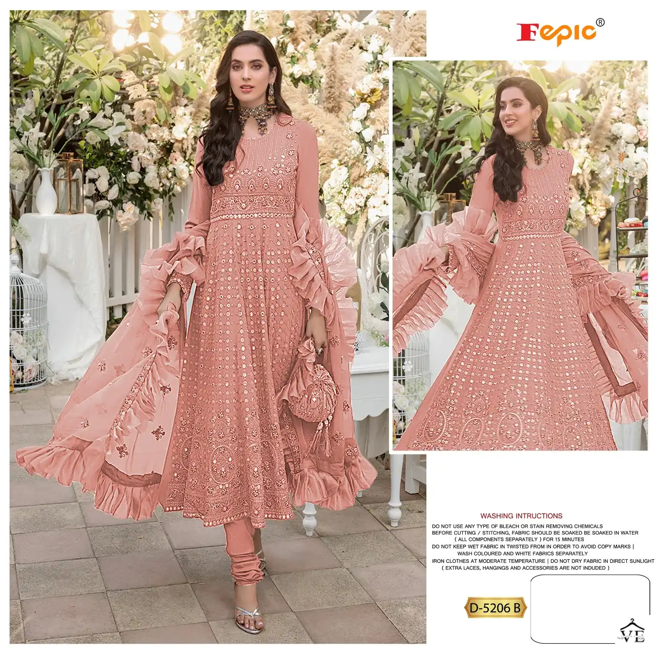 Fepic D 5206 Georgette Wholesale Designer Pakistani Salwar Suit Catalog — Wholesale Salwar Suits, MPA wholesale from Surat - Gallery Image 5