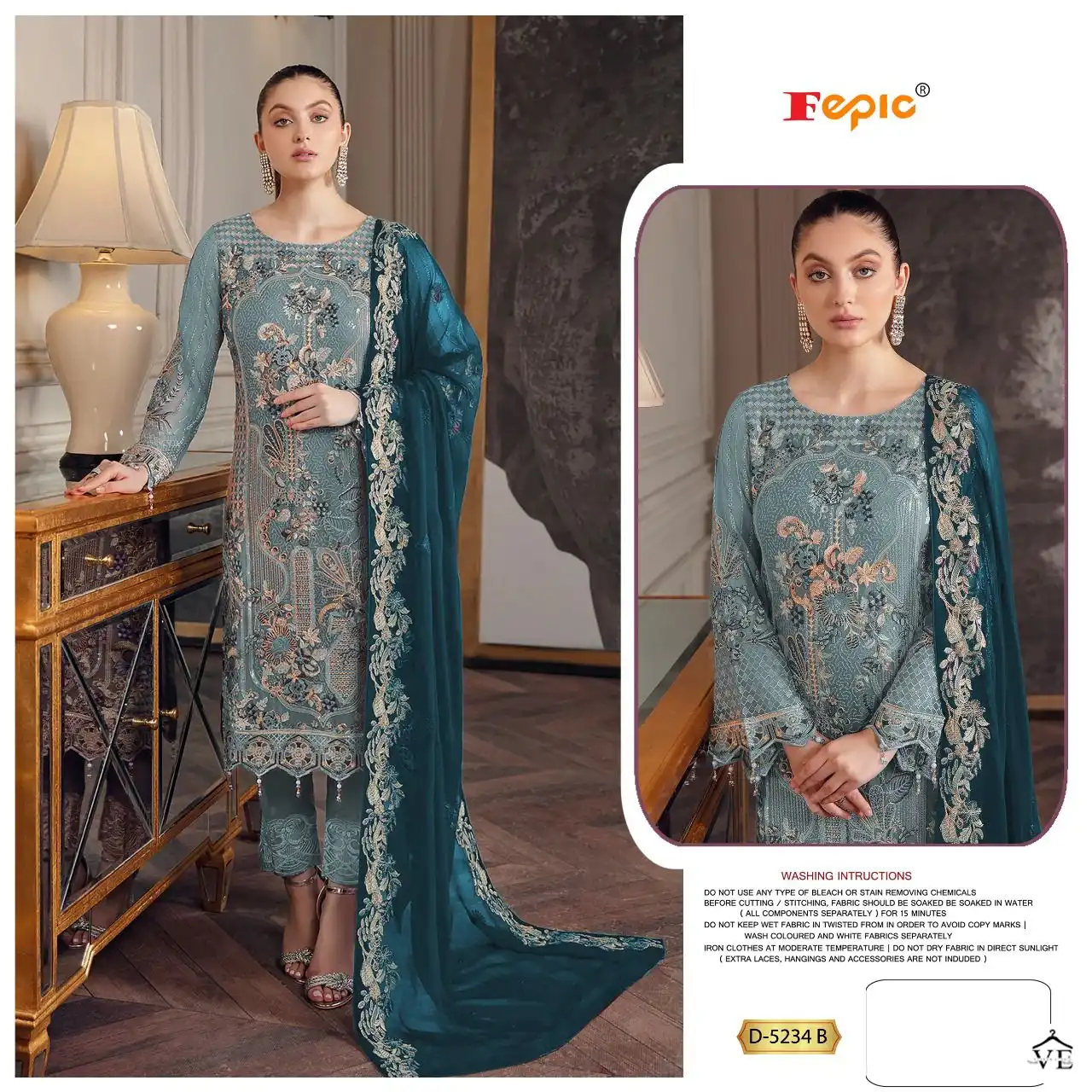Fepic D 5234 Georgette Wholesale Designer Pakistani Salwar Suit Catalog — Wholesale Salwar Suits, MPA wholesale from Surat - Gallery Image 2