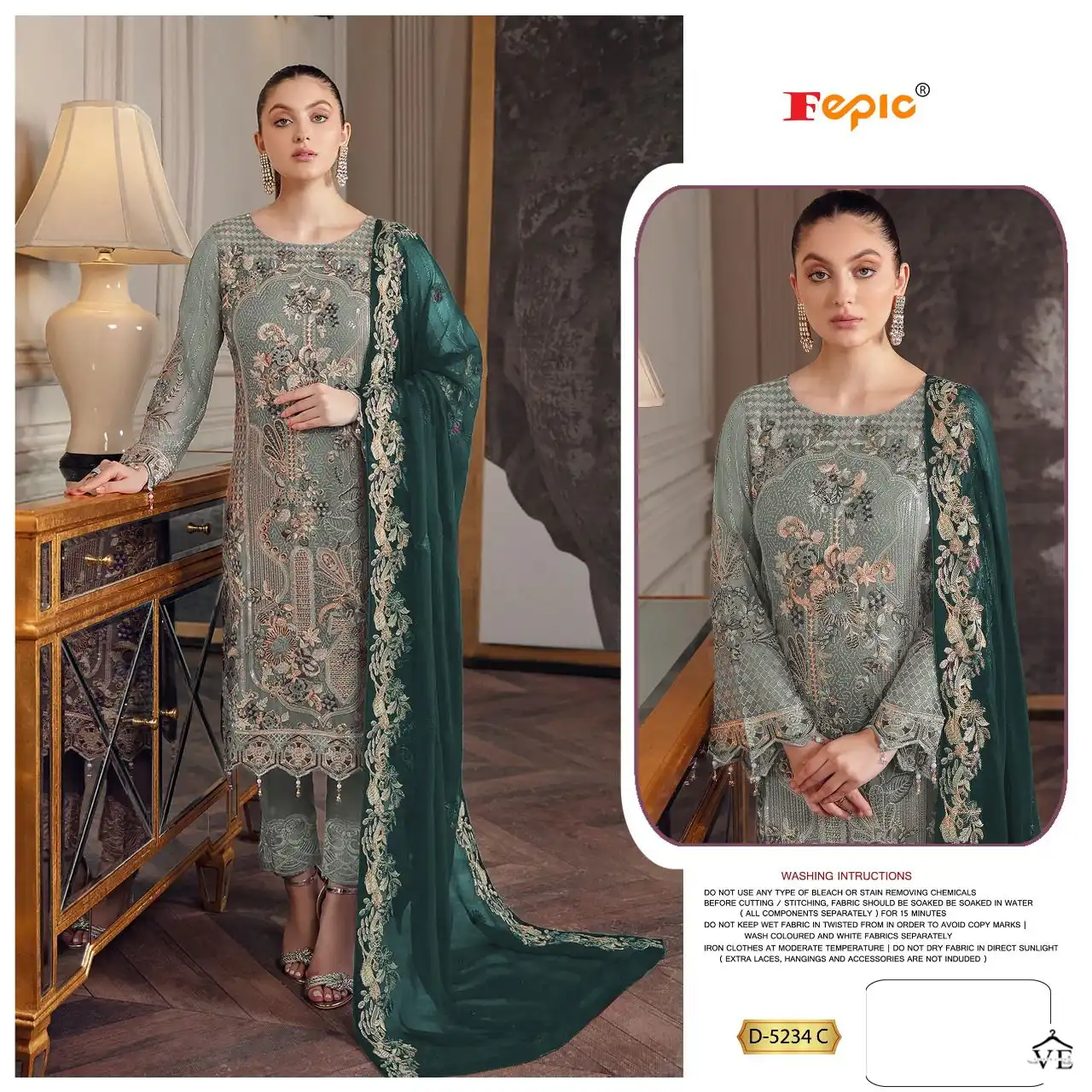 Fepic D 5234 Georgette Wholesale Designer Pakistani Salwar Suit Catalog — Wholesale Salwar Suits, MPA wholesale from Surat - Gallery Image 3