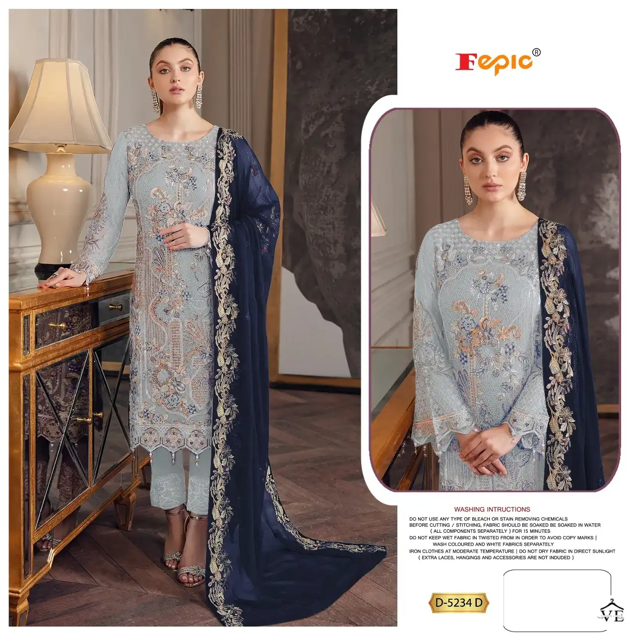 Fepic D 5234 Georgette Wholesale Designer Pakistani Salwar Suit Catalog — Wholesale Salwar Suits, MPA wholesale from Surat - Gallery Image 4