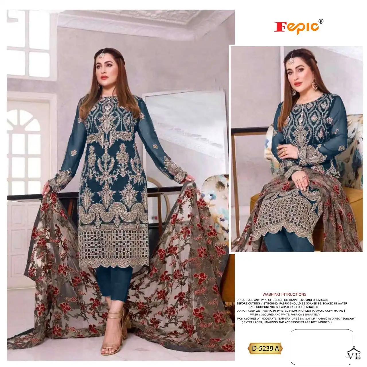 Fepic D 5239 Georgette Wholesale Pakistani Salwar Suit Catalog — Wholesale Salwar Suits, MPA wholesale from Surat - Gallery Image 4