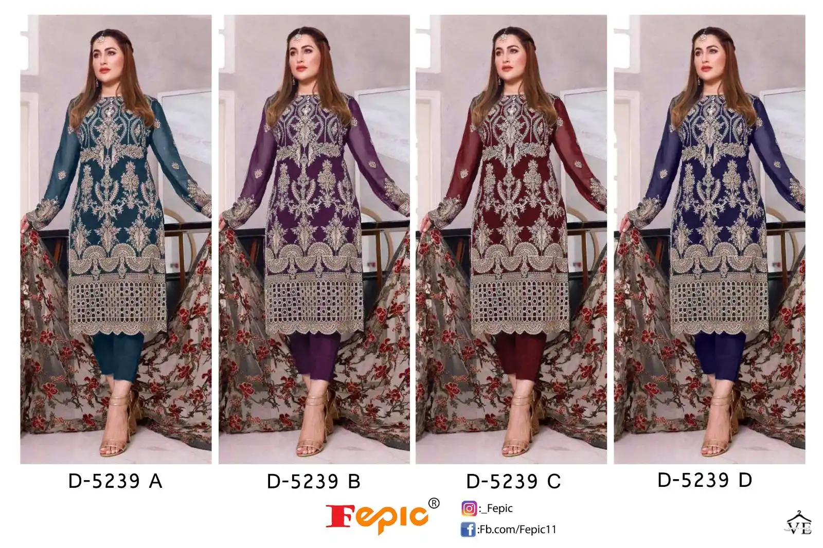 Fepic D 5239 Georgette Wholesale Pakistani Salwar Suit Catalog — Wholesale Salwar Suits, MPA wholesale from Surat — view 9