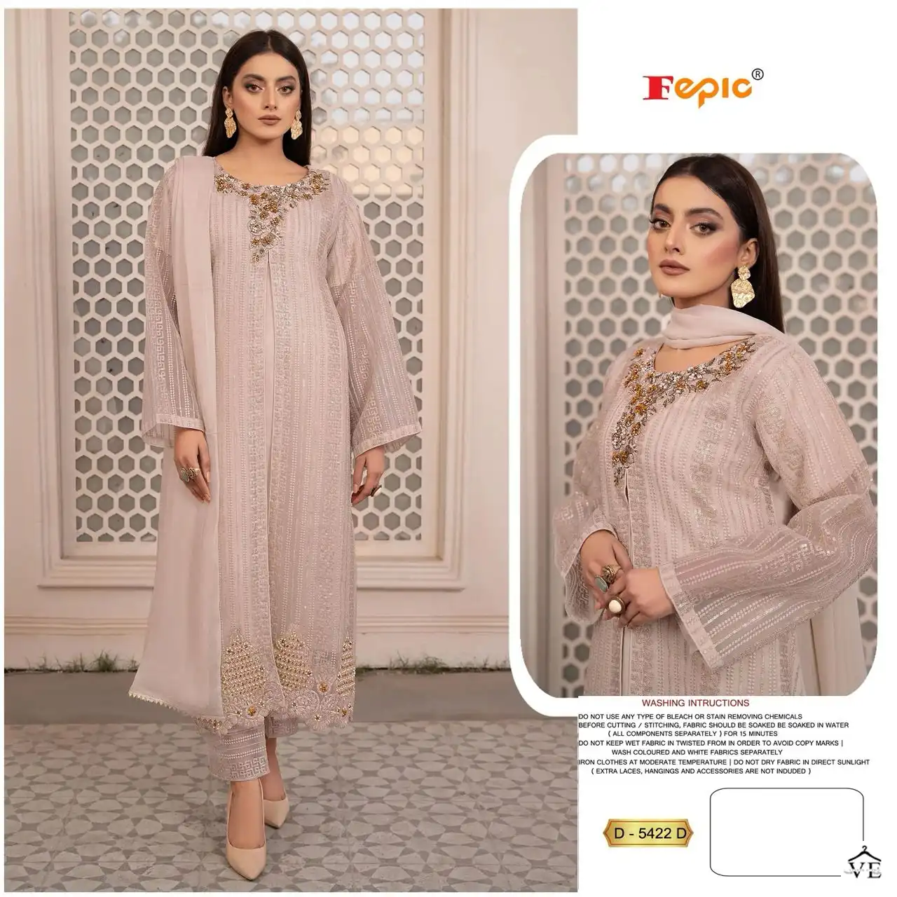 Fepic D 5422 Georgette Wholesale Designer Pakistani Salwar Suit Catalog — Wholesale Salwar Suits, MPA wholesale from Surat - Gallery Image 2