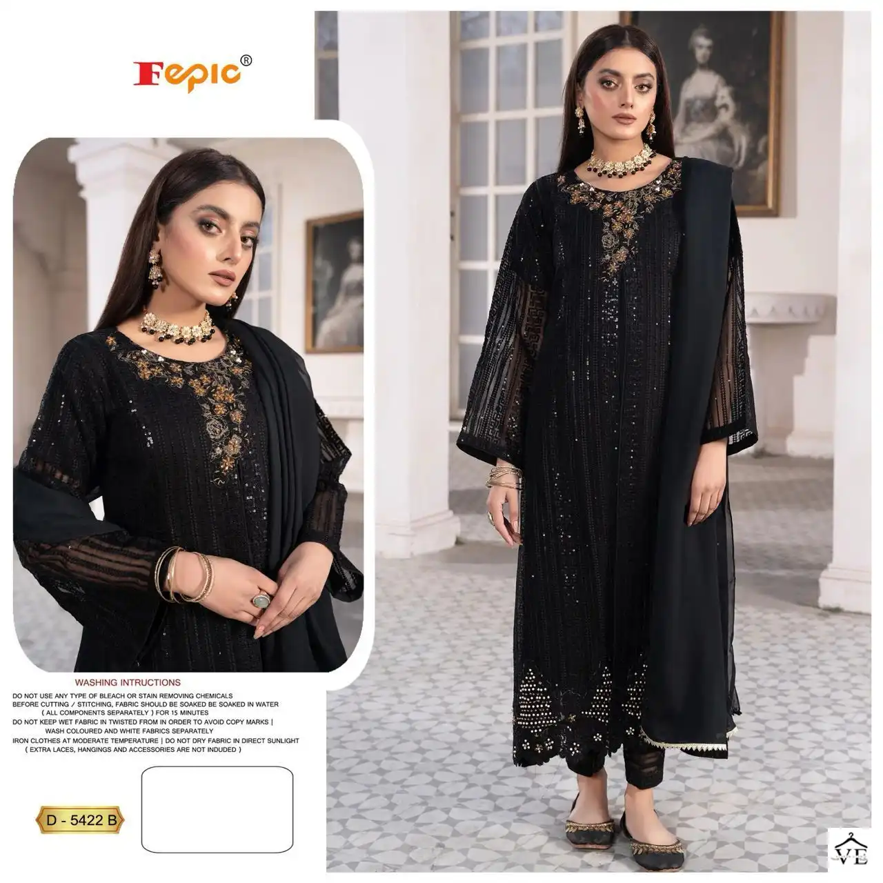Fepic D 5422 Georgette Wholesale Designer Pakistani Salwar Suit Catalog — Wholesale Salwar Suits, MPA wholesale from Surat - Gallery Image 3