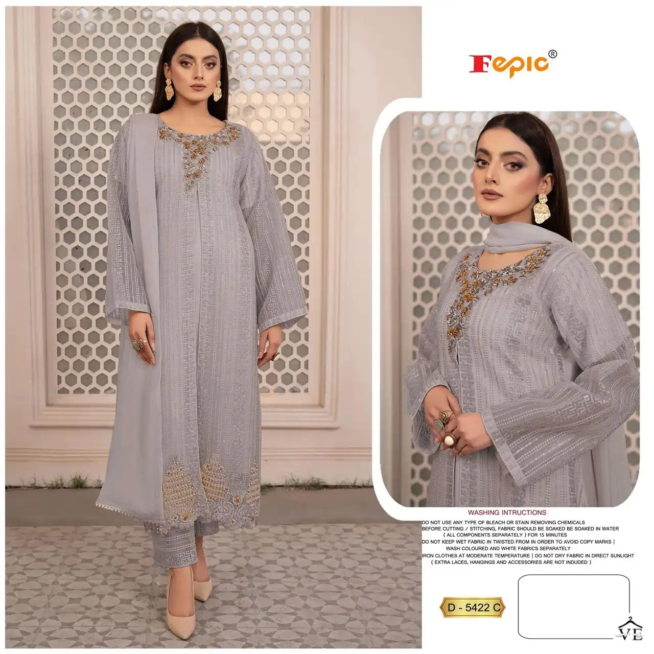 Fepic D 5422 Georgette Wholesale Designer Pakistani Salwar Suit Catalog — Wholesale Salwar Suits, MPA wholesale from Surat - Gallery Image 4