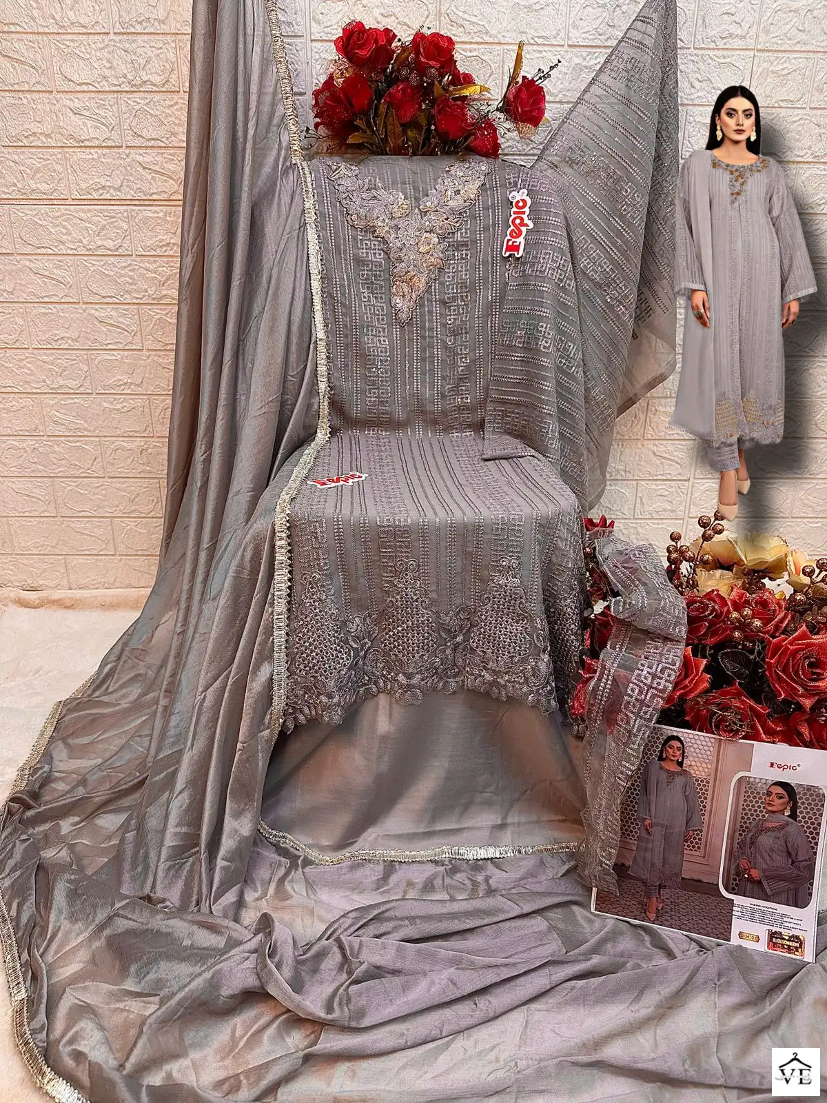 Fepic D 5422 Georgette Wholesale Designer Pakistani Salwar Suit Catalog — Wholesale Salwar Suits, MPA wholesale from Surat — view 9