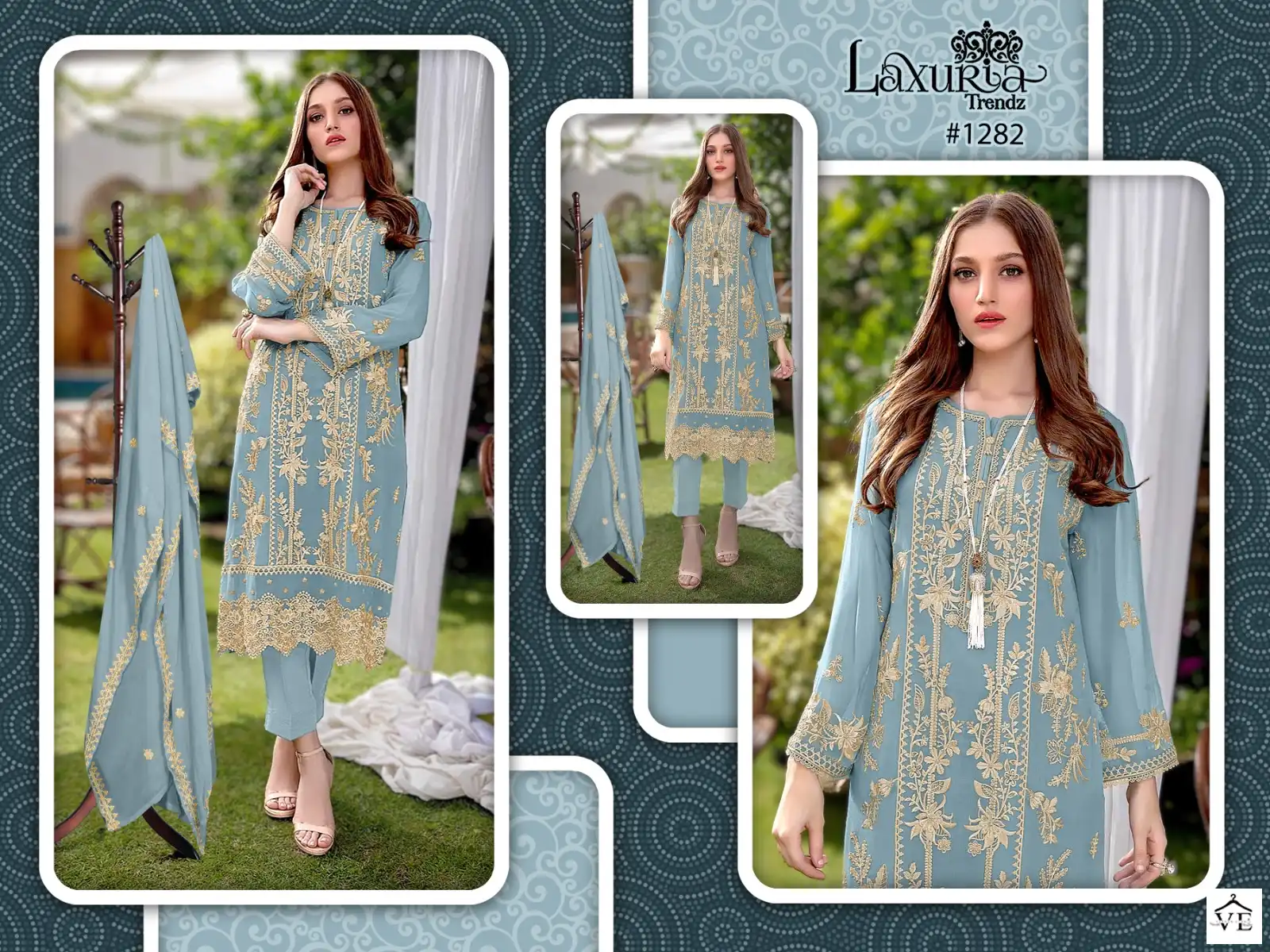 Laxuria D No 1282 Georgette Wholesale Beautiful Embroidery Designer Readymade Salwar Suit — Wholesale Salwar Suits, MPA wholesale from Surat — view 3