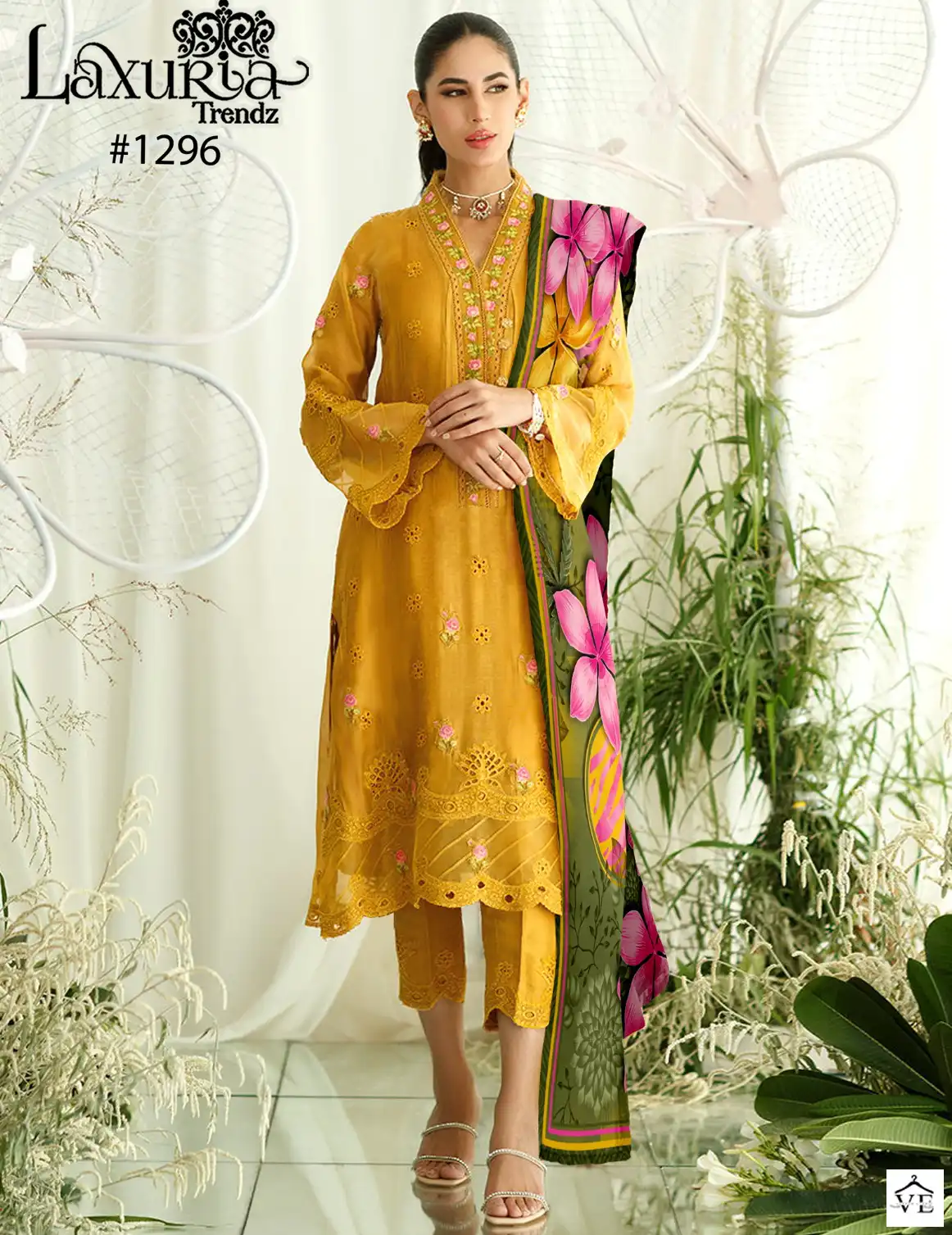 Laxuria D No 1296 Georgette Wholesale Designer Pakistani Readymade Salwar Suit Catalog — Wholesale Salwar Suits, MPA wholesale from Surat — view 1