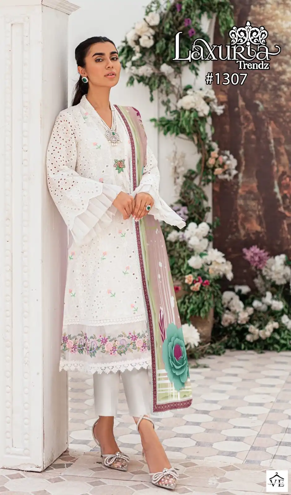 Laxuria D No 1307 Georgette Wholesale Fancy Chikankari Embroidery Designer Pakistani Salwar Suit Catalog — Wholesale Salwar Suits, MPA wholesale from Surat - Gallery Image 2