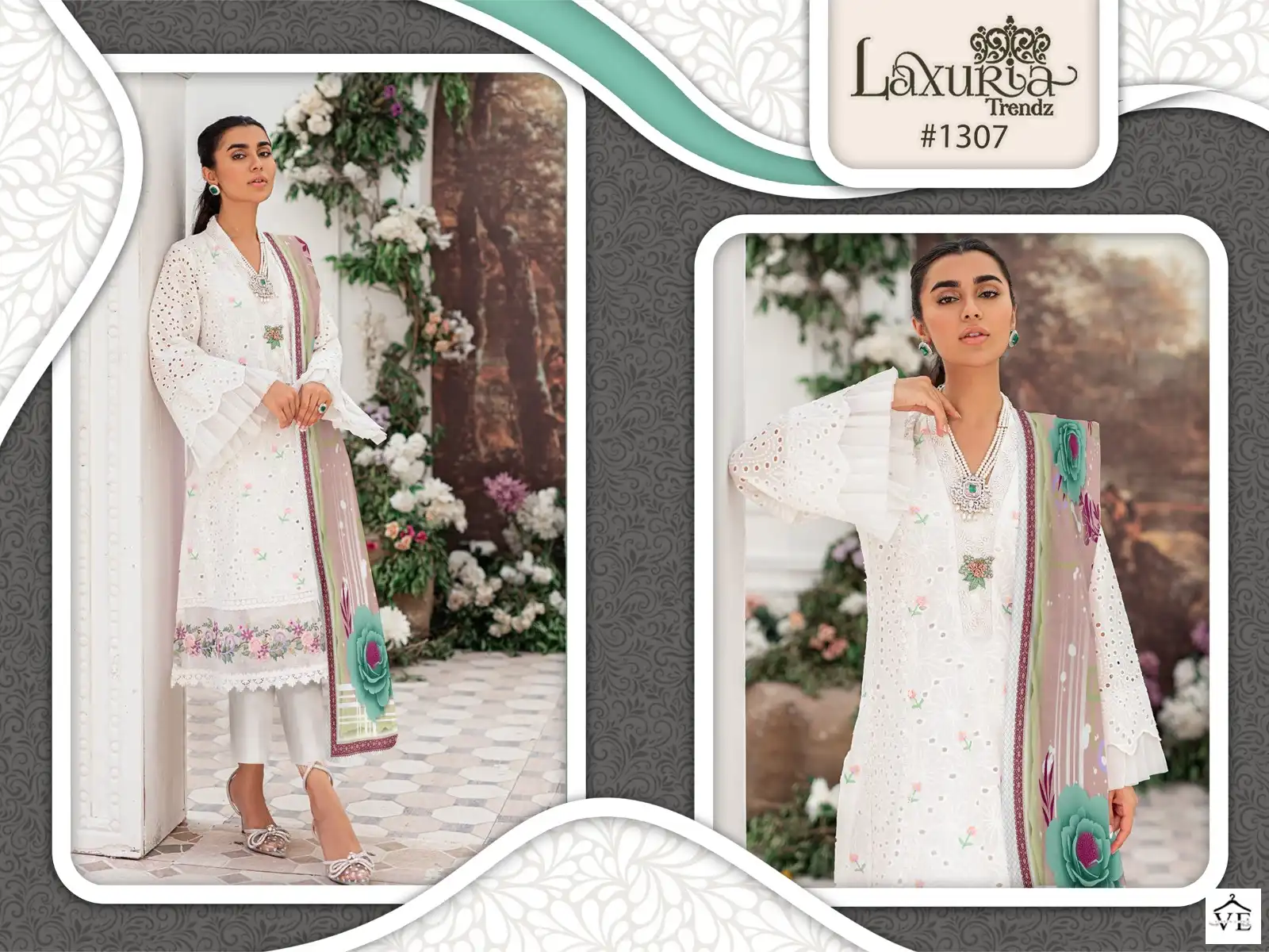 Laxuria D No 1307 Georgette Wholesale Fancy Chikankari Embroidery Designer Pakistani Salwar Suit Catalog — Wholesale Salwar Suits, MPA wholesale from Surat — view 4