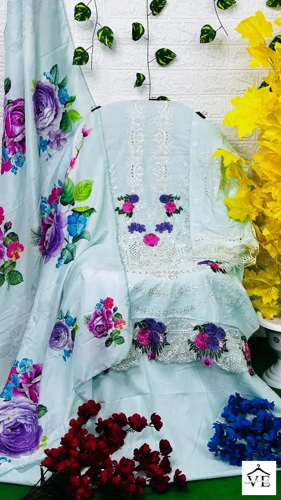 Anamsa 227 Pure Camric Cotton Wholesale Paksitani Suit — Wholesale Salwar Suits, MPA wholesale from Surat - Gallery Image 3