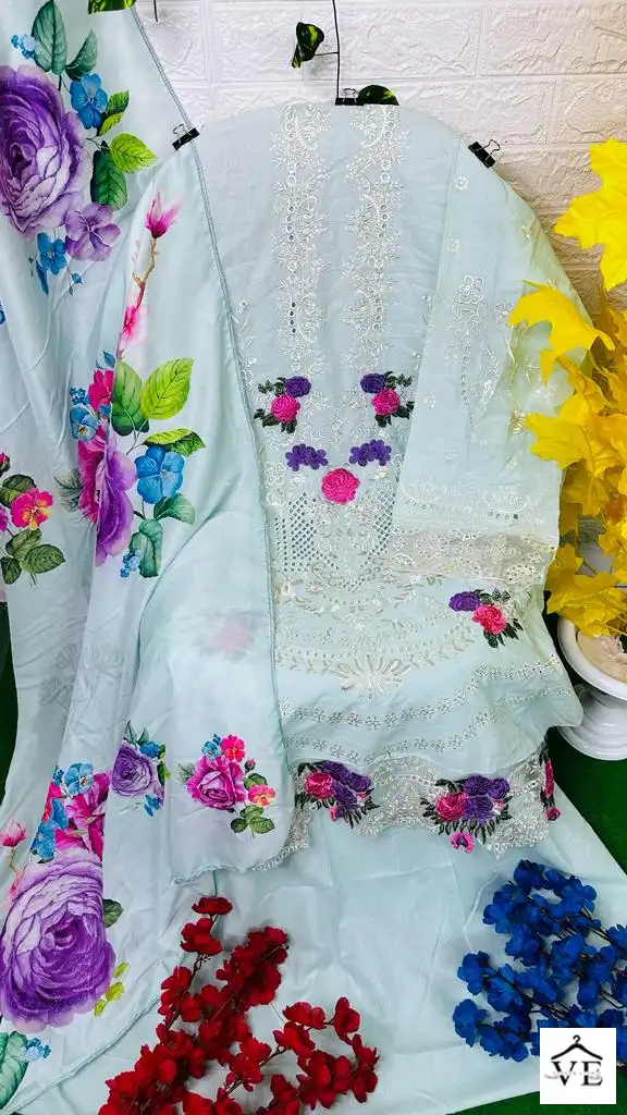 Anamsa 227 Pure Camric Cotton Wholesale Paksitani Suit — Wholesale Salwar Suits, MPA wholesale from Surat — view 5