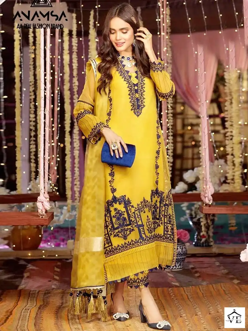 Anamsa 228 Heavy Pure Georgette Wholesale Pakistani Suit — Wholesale Salwar Suits, MPA wholesale from Surat — view 1