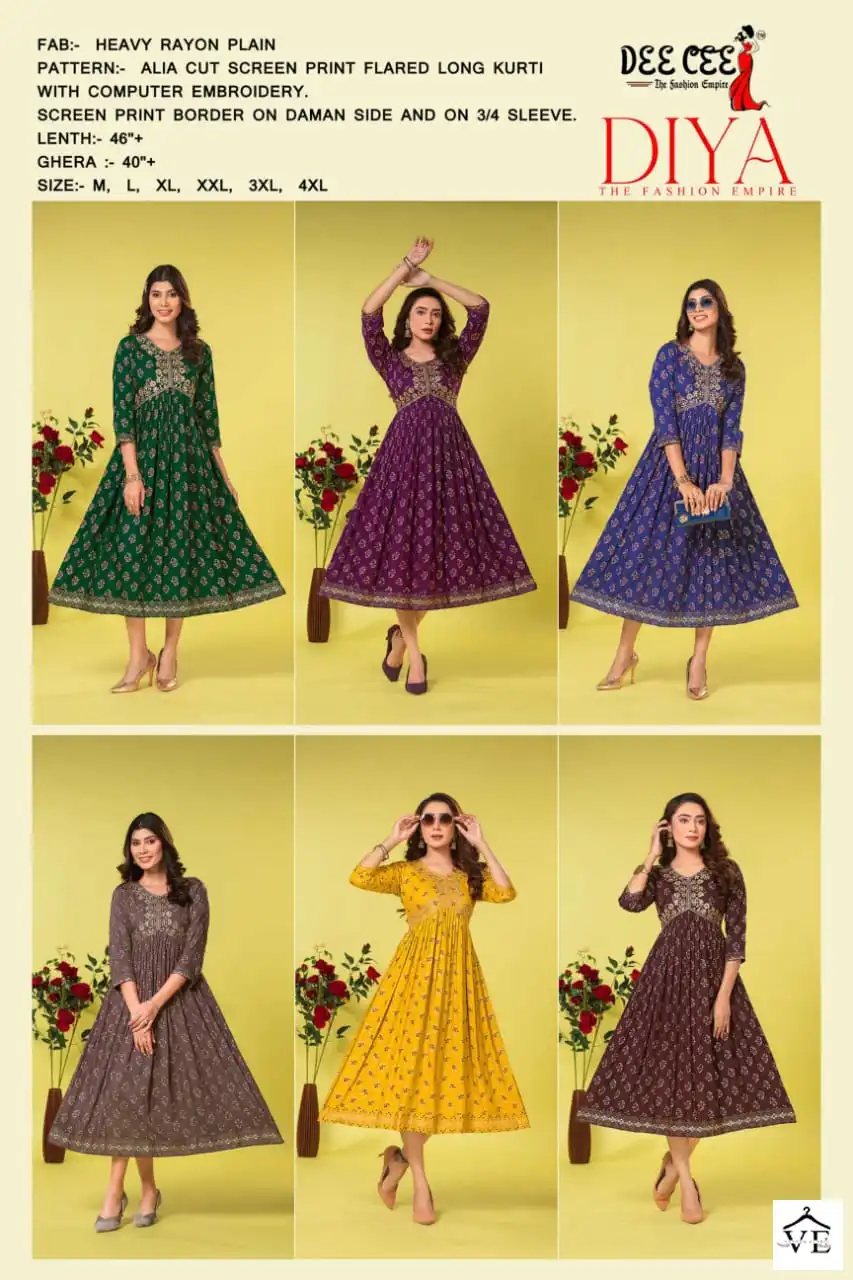 Deecee Diya Heavy Rayon Wholesale Long Kurtis Catalog — Wholesale Kurtis, MPA wholesale from Surat — view 7