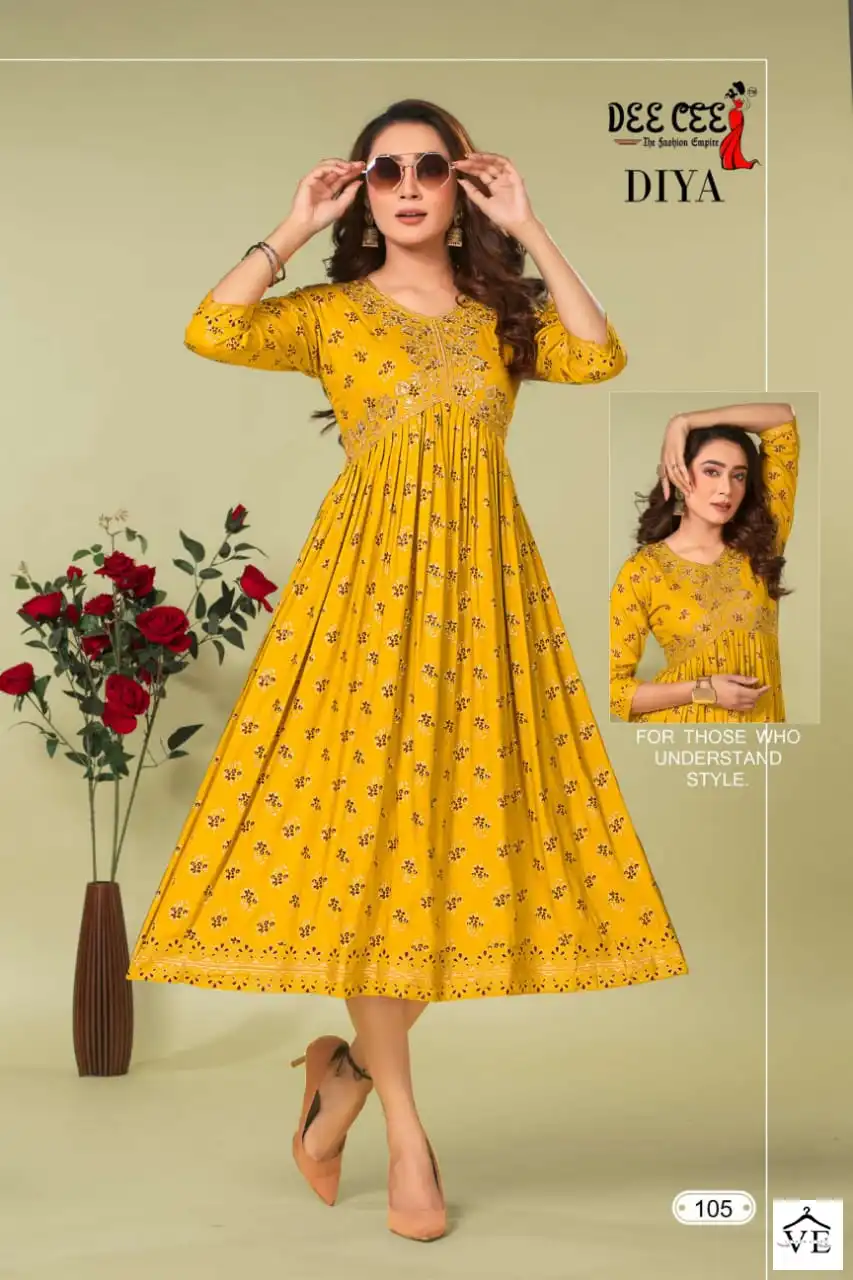 Deecee Diya Heavy Rayon Wholesale Long Kurtis Catalog — Wholesale Kurtis, MPA wholesale from Surat - Gallery Image 2