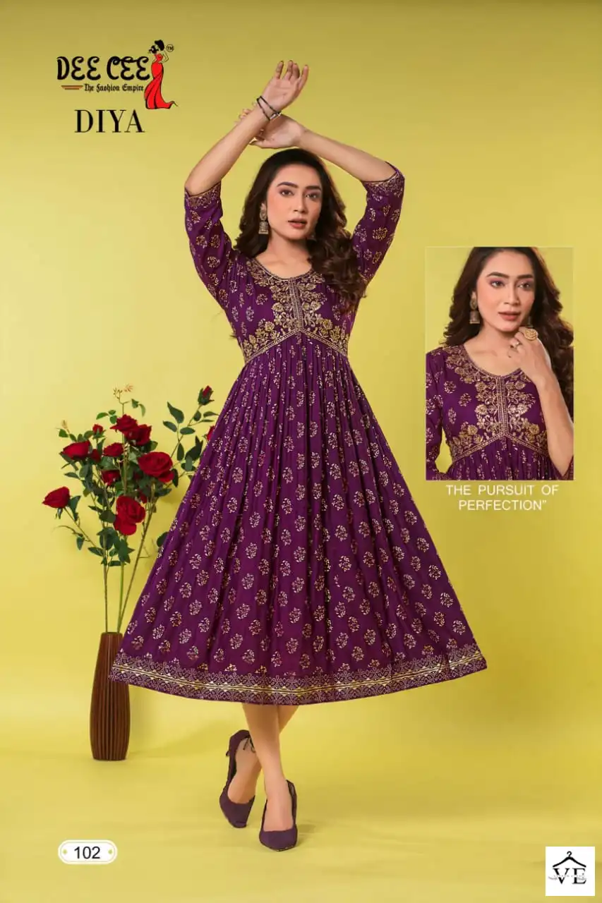 Deecee Diya Heavy Rayon Wholesale Long Kurtis Catalog — Wholesale Kurtis, MPA wholesale from Surat - Gallery Image 3