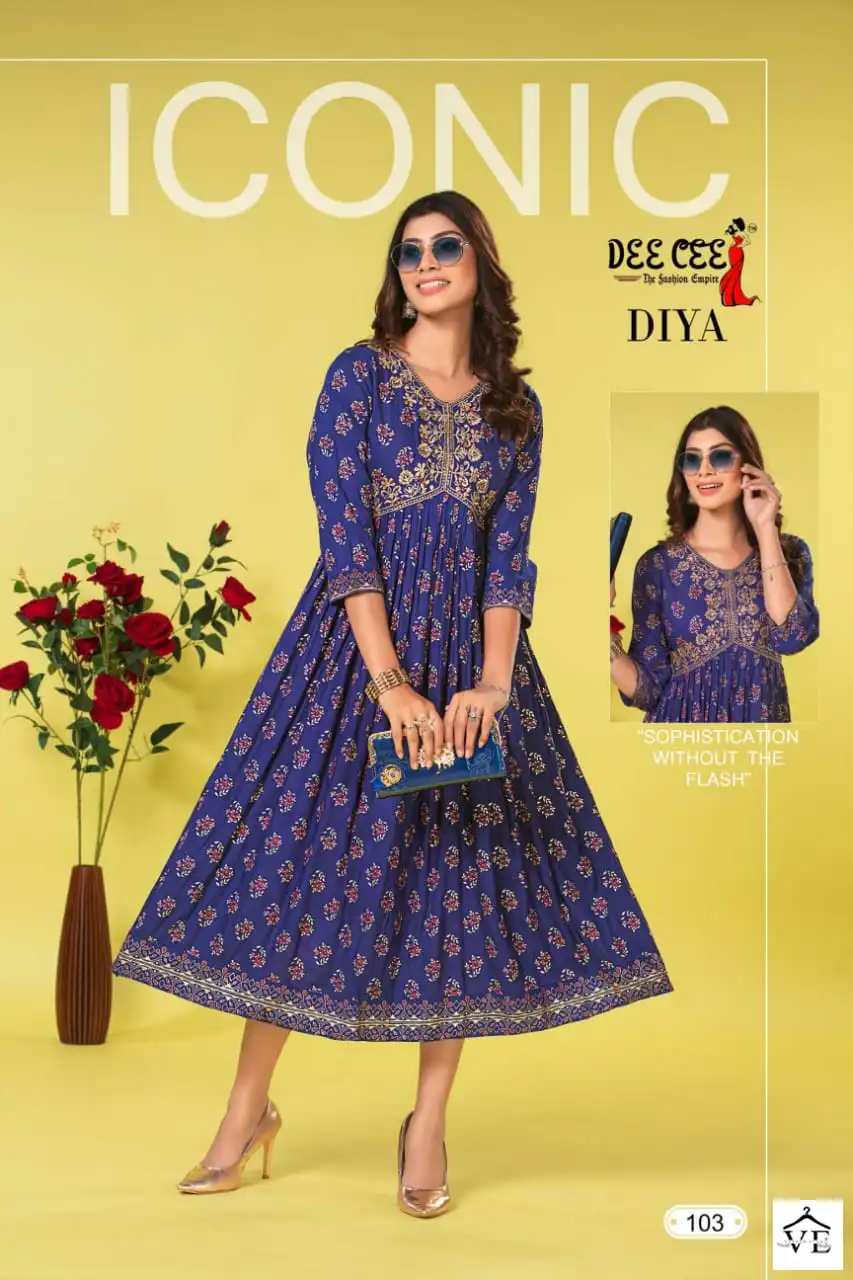 Deecee Diya Heavy Rayon Wholesale Long Kurtis Catalog — Wholesale Kurtis, MPA wholesale from Surat - Gallery Image 4