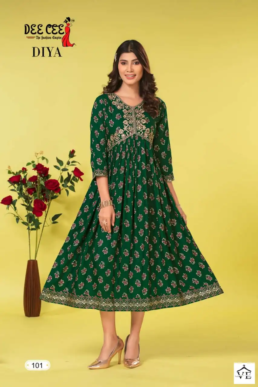 Deecee Diya Heavy Rayon Wholesale Long Kurtis Catalog — Wholesale Kurtis, MPA wholesale from Surat - Gallery Image 6