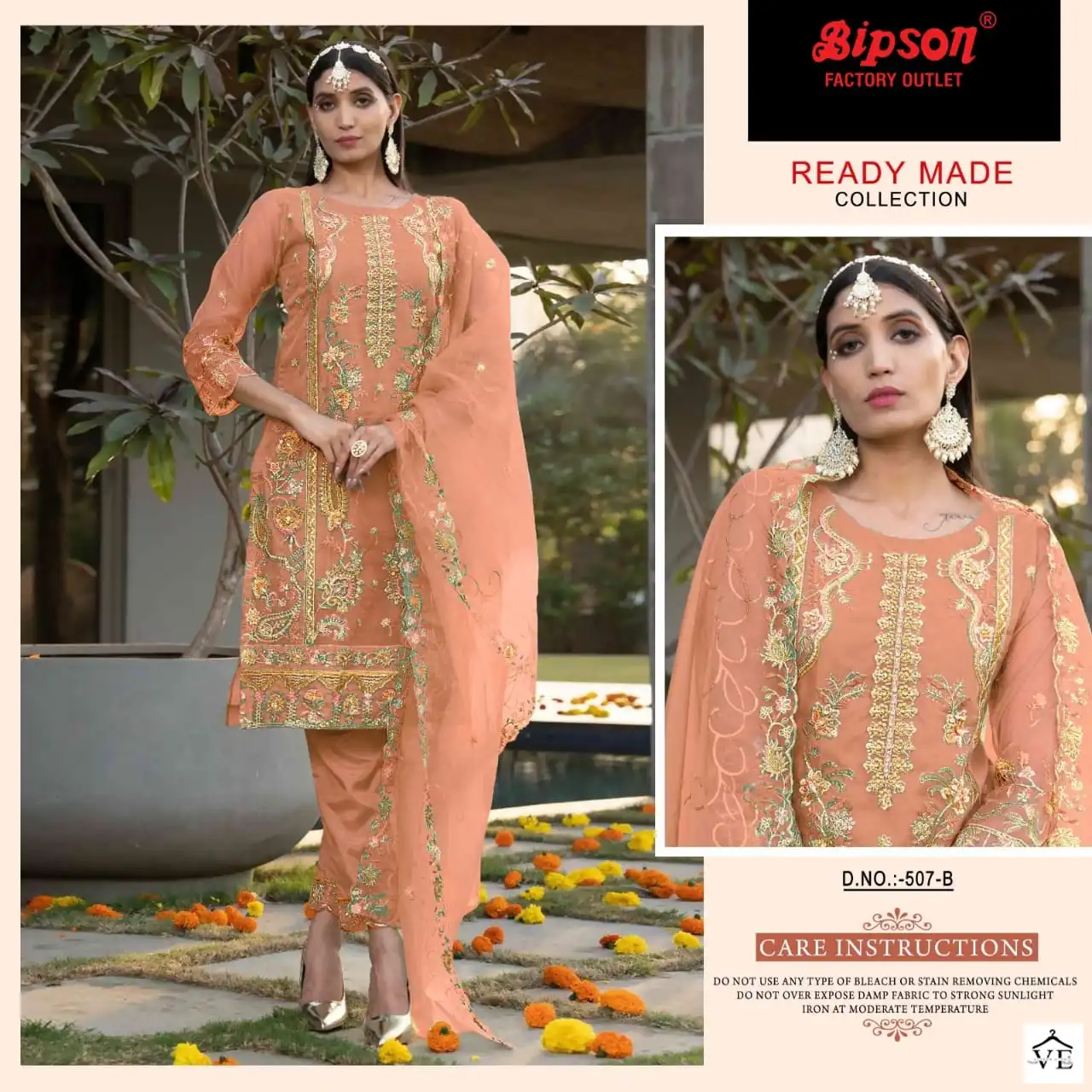 Bipson Ds No 507 Pure Organza Wholesale Designer Readymade Salwar Suit Catalog — Wholesale Salwar Suits, MPA wholesale from Surat — view 4