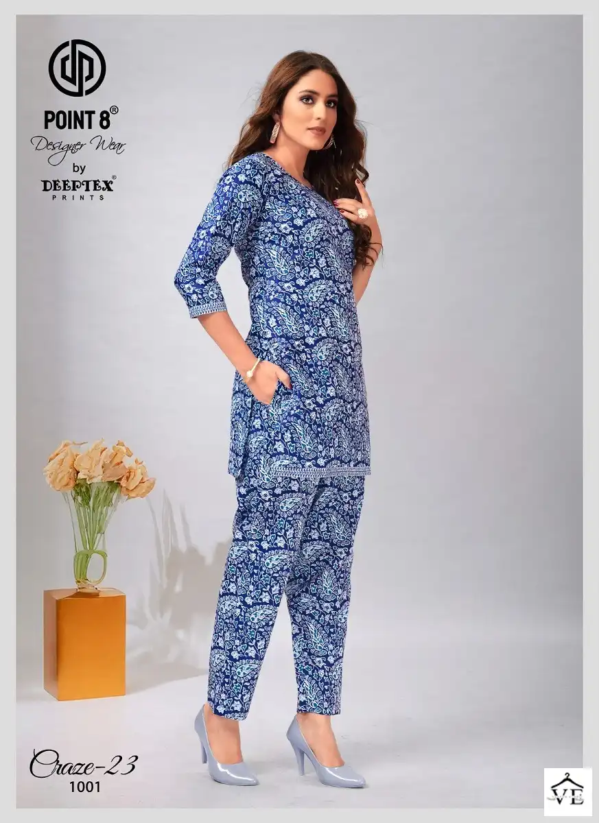 Deeptex Craze 23 Poplin Cotton Wholesale Kurti With Pant Co-Ors Set Catalog — Wholesale Kurtis, Deeptex wholesale from Surat - Gallery Image 2