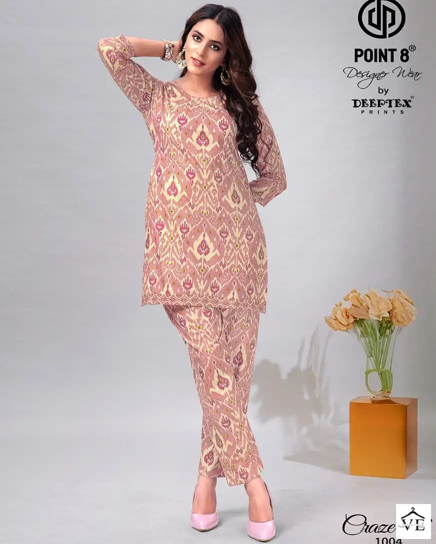 Deeptex Craze 23 Poplin Cotton Wholesale Kurti With Pant Co-Ors Set Catalog — Wholesale Kurtis, Deeptex wholesale from Surat — view 1