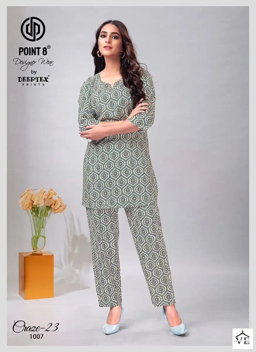 Deeptex Craze 23 Poplin Cotton Wholesale Kurti With Pant Co-Ors Set Catalog — Wholesale Kurtis, Deeptex wholesale from Surat - Gallery Image 7