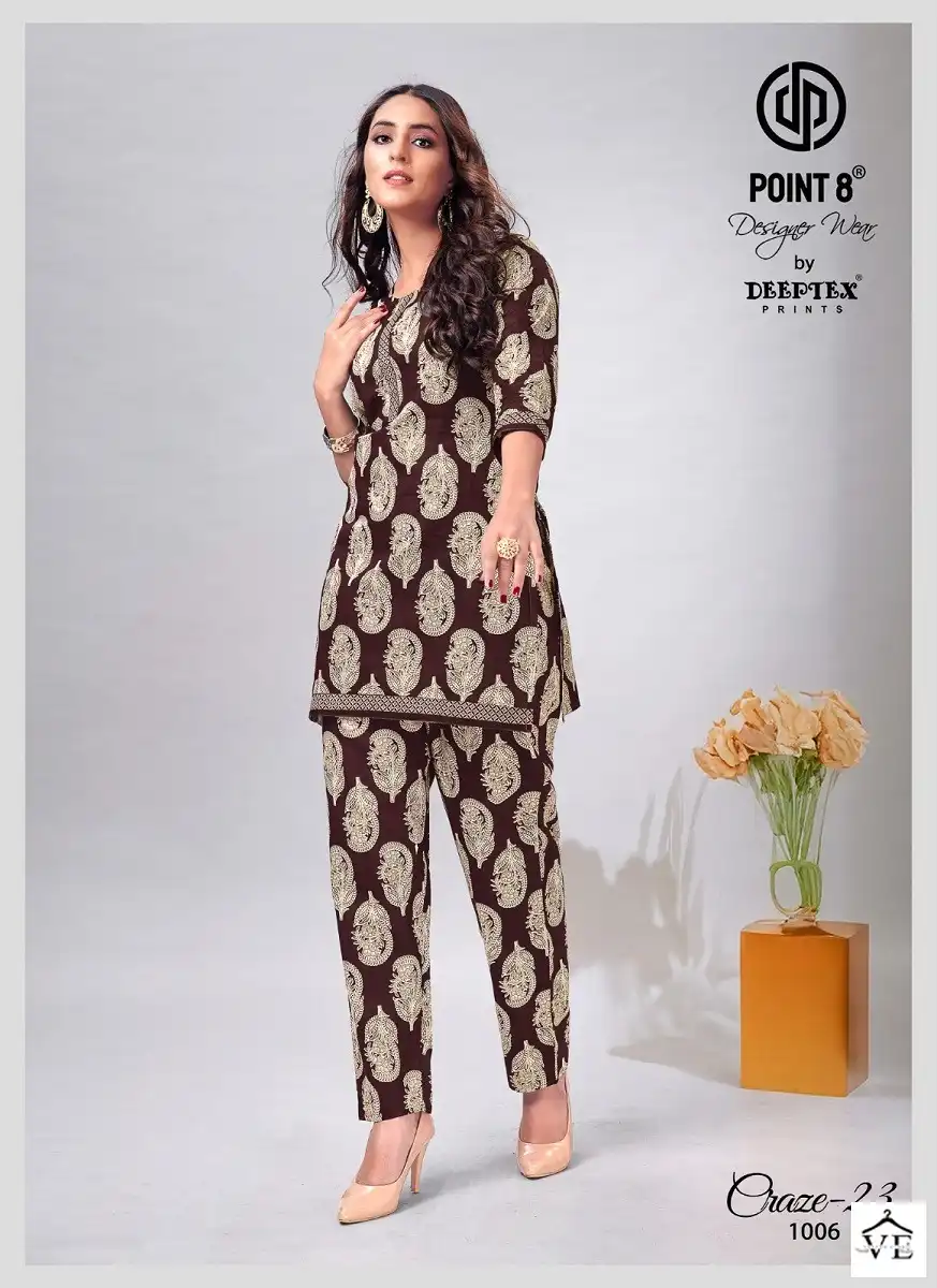 Deeptex Craze 23 Poplin Cotton Wholesale Kurti With Pant Co-Ors Set Catalog — Wholesale Kurtis, Deeptex wholesale from Surat - Gallery Image 8