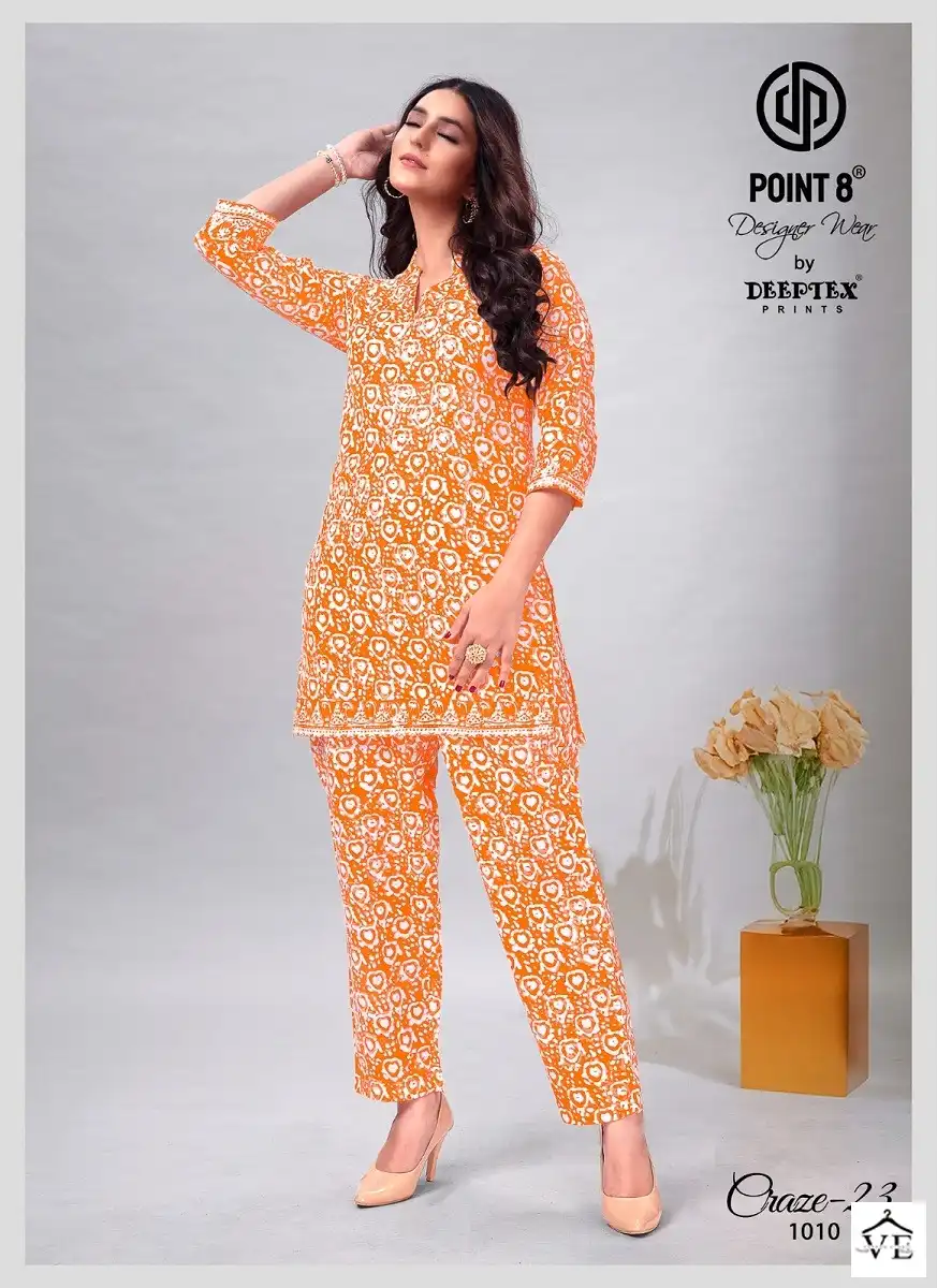 Deeptex Craze 23 Poplin Cotton Wholesale Kurti With Pant Co-Ors Set Catalog — Wholesale Kurtis, Deeptex wholesale from Surat - Gallery Image 9