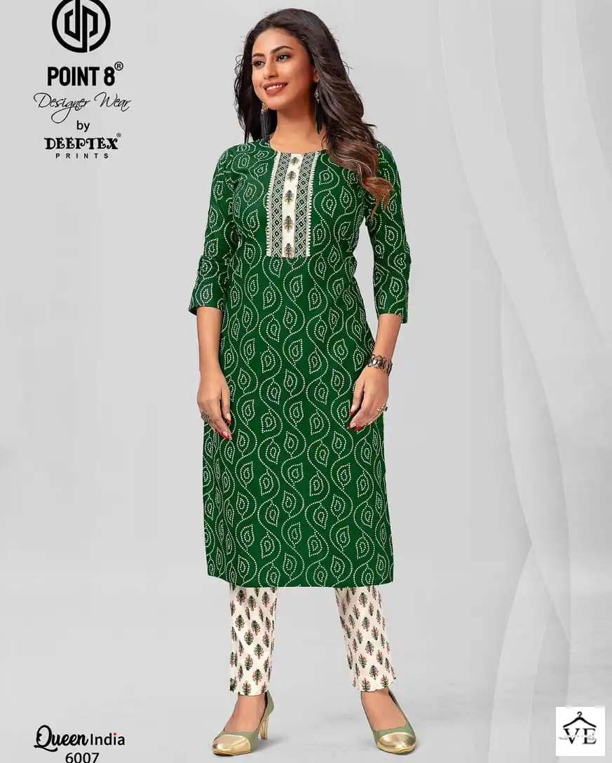 Deeptex Queen India Vol 6 Pure Cotton Wholesale Kuti With Pant Catalog — Wholesale Kurtis, Deeptex wholesale from Surat — view 1