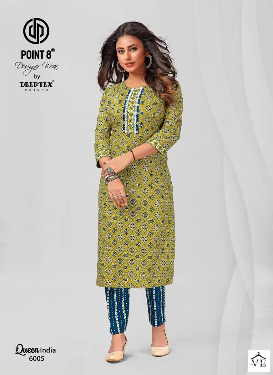Deeptex Queen India Vol 6 Pure Cotton Wholesale Kuti With Pant Catalog — Wholesale Kurtis, Deeptex wholesale from Surat - Gallery Image 6